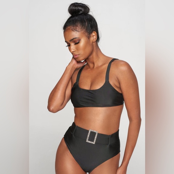 Other - Black High Waisted Two Piece Set | Black High Waisted Bikini with Belted Bottom
